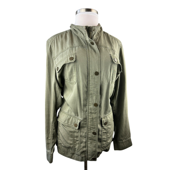 Lane Bryant Jackets & Blazers - Lane Bryant Army Green Chambray Feel Utility Jacket Women's Plus Size 26/28